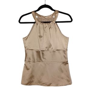 ANN TAYLOR Cream Champagne Sleeveless Satin Like Top 2 X-Small